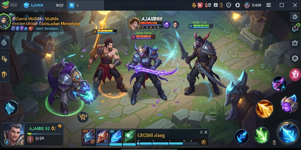 Tangkapan layar AJAIB88 menampilkan pertempuran seru dalam arena MOBA.
