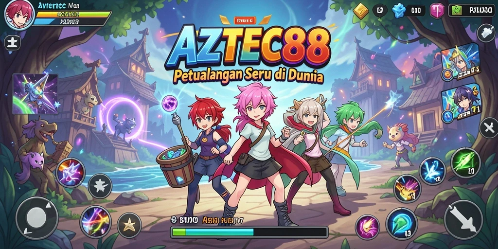 Gameplay AZTEC88 dengan karakter dan lingkungan anime yang menakjubkan.