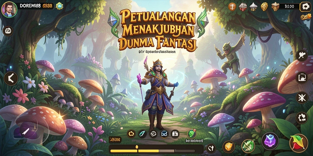 Tangkapan layar menunjukkan karakter beraksi di dunia petulangan DOREMI88.