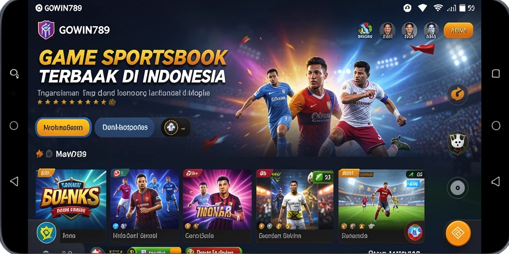 Tampilan aplikasi GOWIN789 dengan gameplay taruhan olahraga.
