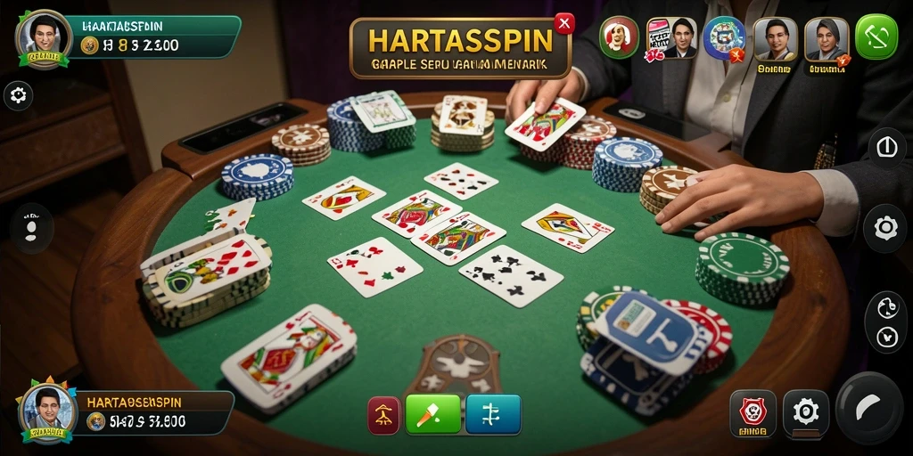Tampilan gameplay HARTASPIN yang seru dan menarik saat bermain Gaple.