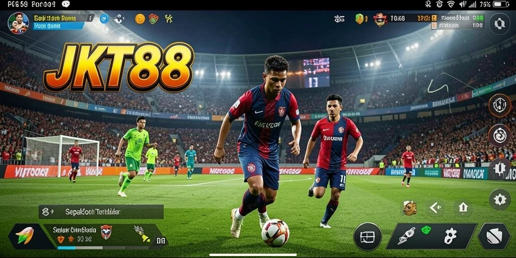 Gameplay mendebarkan JKT88 dalam aksi sepak bola.