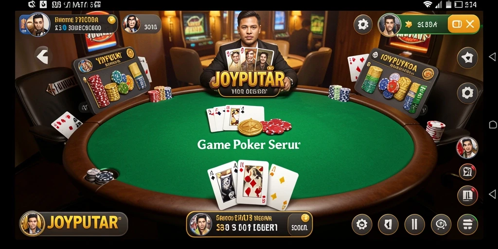 Tampilan gameplay Poker seru di JOYPUTAR dengan pemain yang aktif.