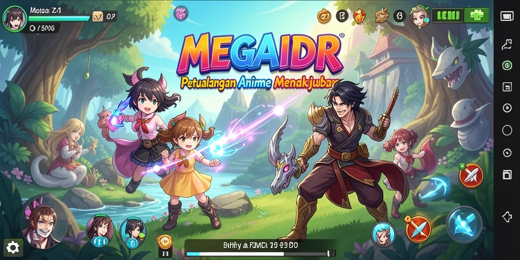 Tampilan gameplay seru dari MEGAIDR dengan karakter anime favorit.