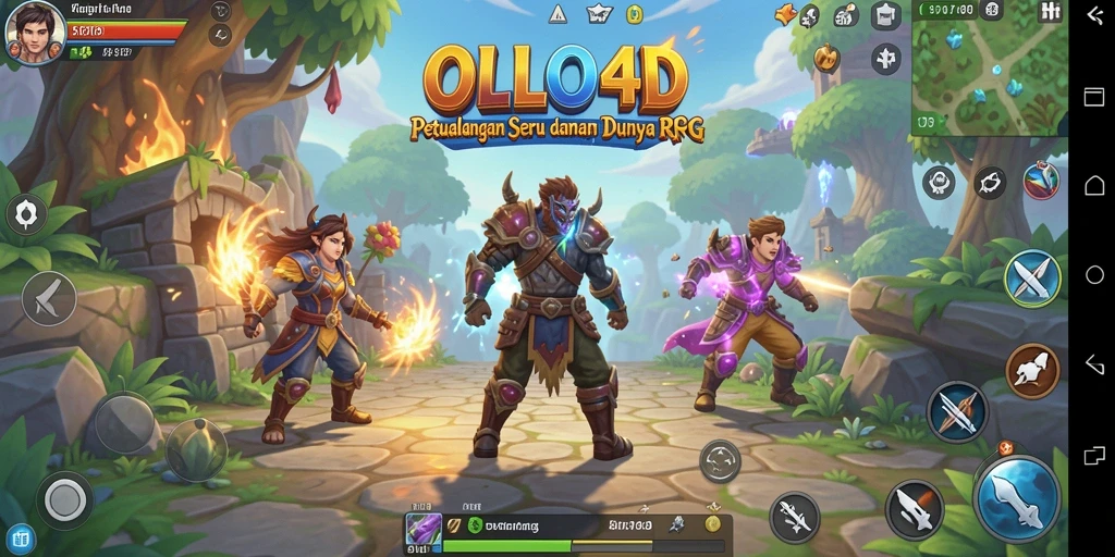 Tampilan gameplay seru OLLO4D dengan berbagai karakter dan petualangan RPG.