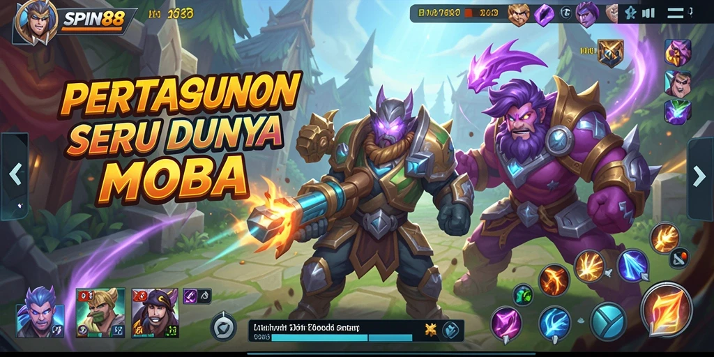 Tampilan gameplay SPIN88 menunjukkan pertarungan strategis yang intens.