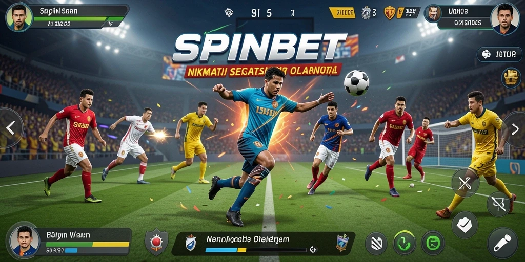 Tampilan utama gameplay SPINBET dengan keseruan olahraga.